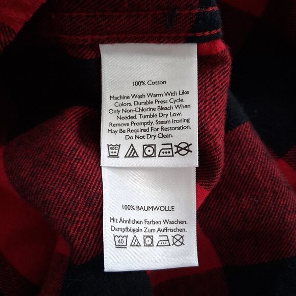 Eddie Bauer Hooded Flannel Shirt Men's XL Red Black Buffalo Plaid Work Wear - Picture 6 of 6